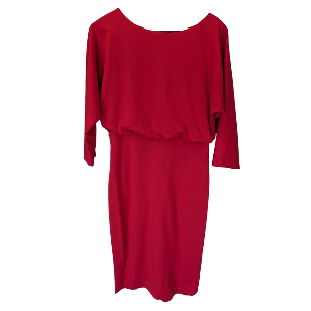J.McLaughlin Red Midi Dress Dolman Sleeve Cocktail Party Career Small‎